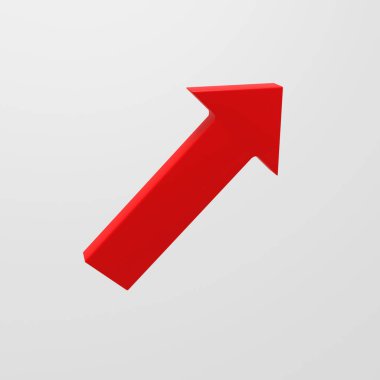 3d Render illustration showing arrow, simple concept of growth on white background, 3d illustration
