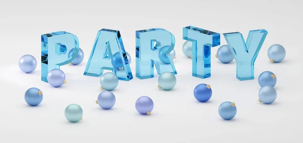 Soft Blue Glass Christmas Mood Sign Party Grey Background Modern — Stockfoto