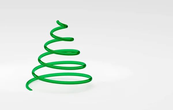 Зеленый Минимум Рождественской Креативной Концепции Елка Стекла Белом Фоне Рендеринг — стоковое фото