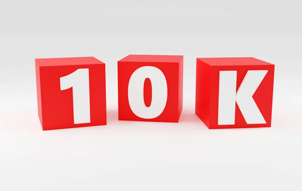 10K Çevrimiçi Internet Medya Blog Takipçileri Resim Kırmızı Küpleri Üzerinde — Stok fotoğraf