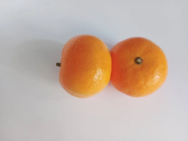 Dos Mandarinr Amarillo Pequeño Naranja — Foto de Stock