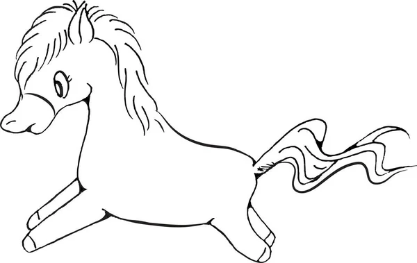 ベクトル漫画黒と白の馬 — ストックベクタ