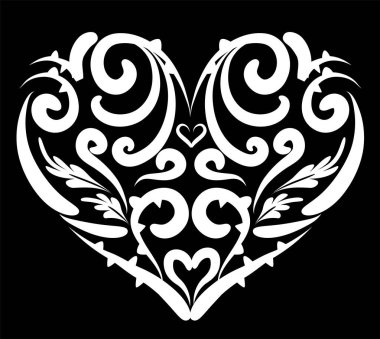 Siyah arkaplan çizen vektör bitki tasarımı aşkı