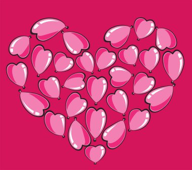 vektör kalp şekli balonları tasarım arka planı