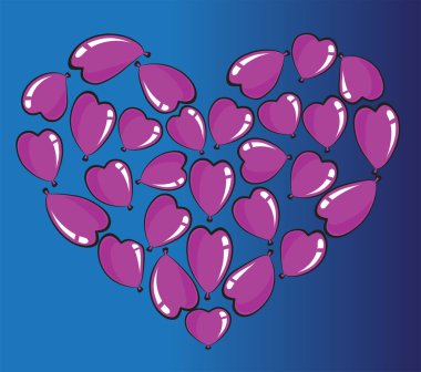 vektör kalp şekli balonları tasarım arka planı