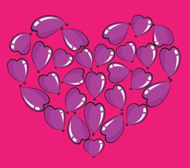 vektör kalp şekli balonları tasarım arka planı