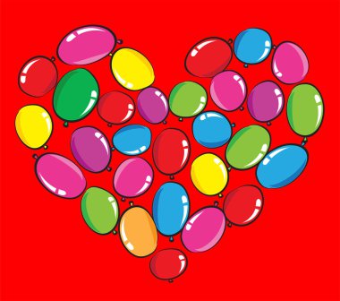 vektör kalp şekli balonları tasarım arka planı