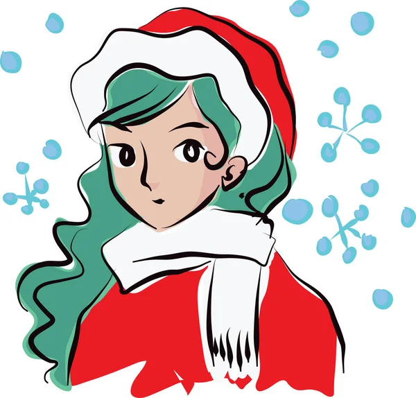 Noel için kırmızı kışlık giysiler içinde güzel bir kadın