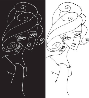 Beauty Hair Pattern Design vector drawing