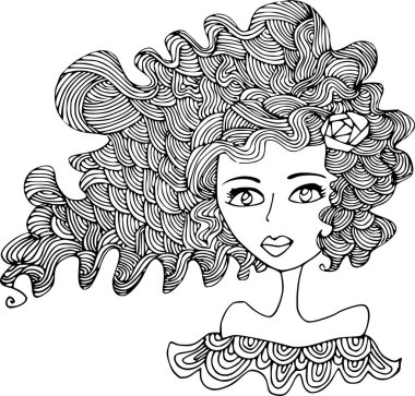 Beauty Hair Pattern Design vector drawing