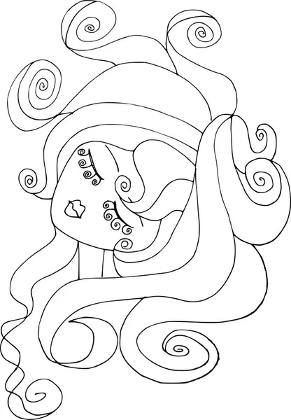 Beauty Hair Pattern Design Vector Drawing — Stok Vektör