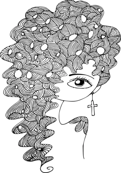 Beauty Hair Pattern Design Vector Drawing — 스톡 벡터