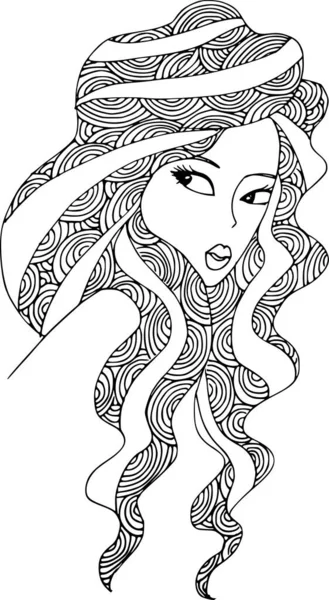 Beauty Hair Pattern Design Vector Drawing — Vettoriale Stock