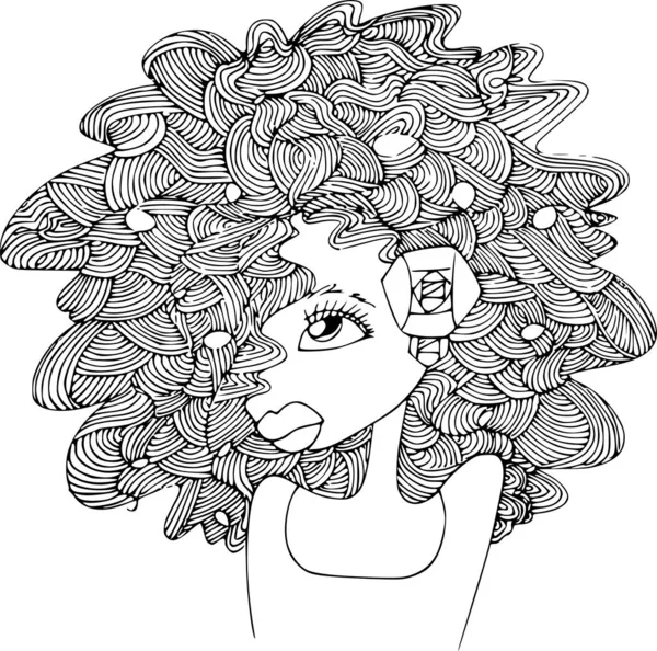 Beauty Hair Pattern Design Vector Drawing — Image vectorielle