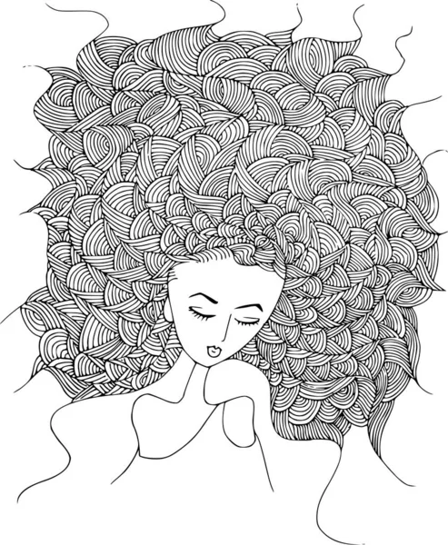 Beauty Hair Pattern Design Vector Drawing — Vetor de Stock