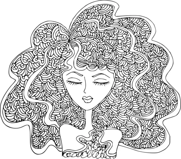 Beauty Hair Pattern Design Vector Drawing — Image vectorielle