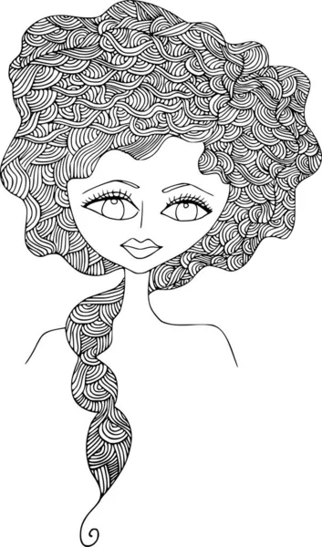 Beauty Hair Pattern Design Vector Drawing — Vetor de Stock