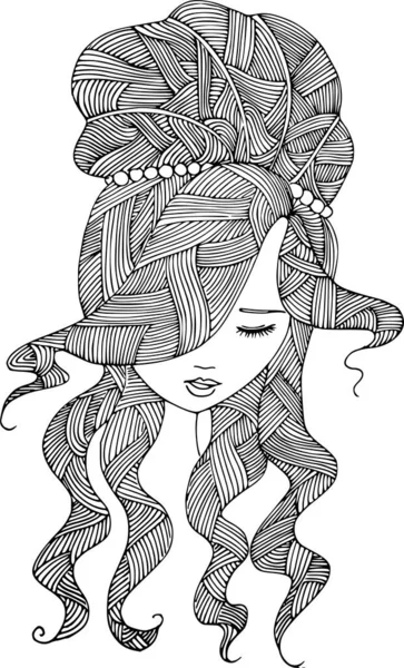 Beauty Hair Pattern Design Vector Drawing — Image vectorielle