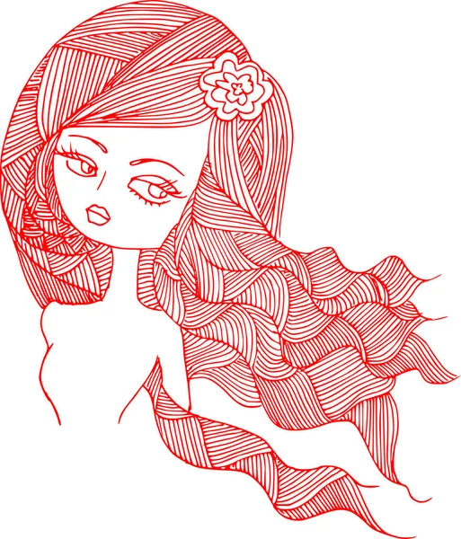 Beauty Hair Pattern Design Vector Drawing — 스톡 벡터