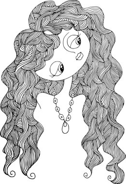 siyah ve beyaz güzellik saçı desenli tasarım vektörü çizimi