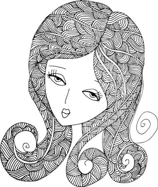 Beauty Hair Pattern Design vector drawing