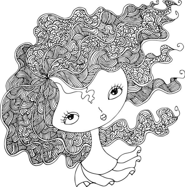 Beauty Hair Pattern Design Vector Drawing — 图库矢量图片