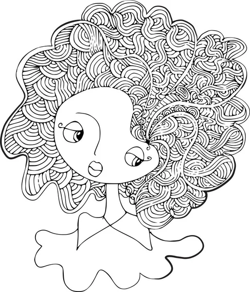 Black White Beauty Hair Pattern Design Vector Drawing — ストックベクタ