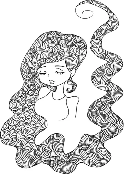 Black White Beauty Hair Pattern Design Vector Drawing — стоковый вектор