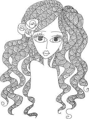 siyah ve beyaz güzellik saçı desenli tasarım vektörü çizimi