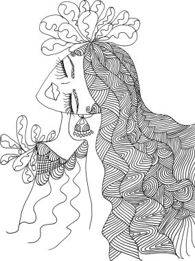 siyah ve beyaz güzellik saçı desenli tasarım vektörü çizimi