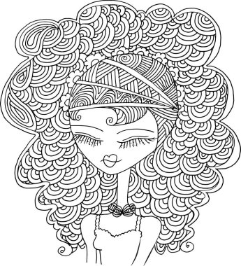 siyah ve beyaz güzellik saçı desenli tasarım vektörü çizimi