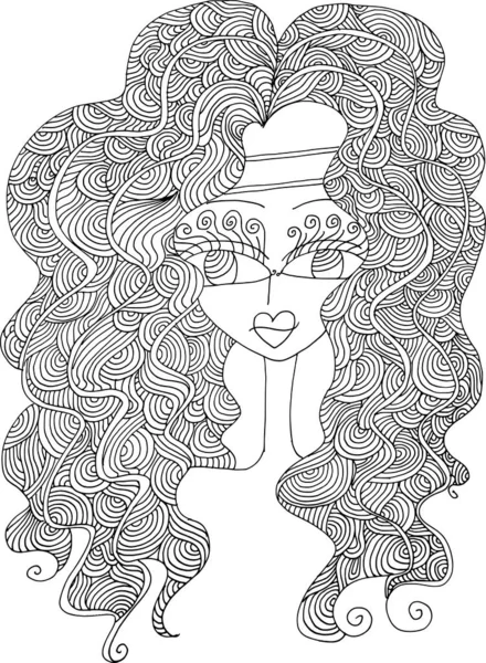 Black White Beauty Hair Pattern Design Vector Drawing — Image vectorielle