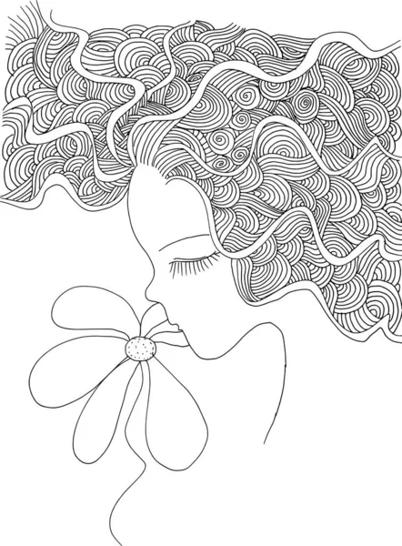 Black White Beauty Hair Pattern Design Vector Drawing — Vetor de Stock