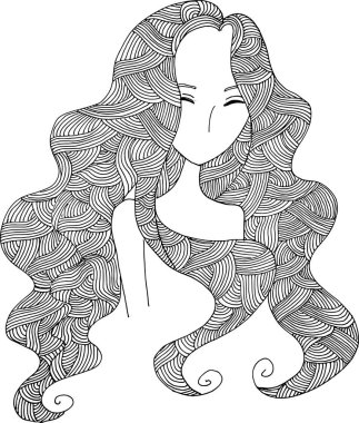 siyah ve beyaz güzellik saçı desenli tasarım vektörü çizimi