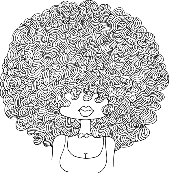 Black White Beauty Hair Pattern Design Vector Drawing — Stock Vector