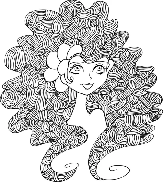Black White Beauty Hair Pattern Design Vector Drawing — Archivo Imágenes Vectoriales