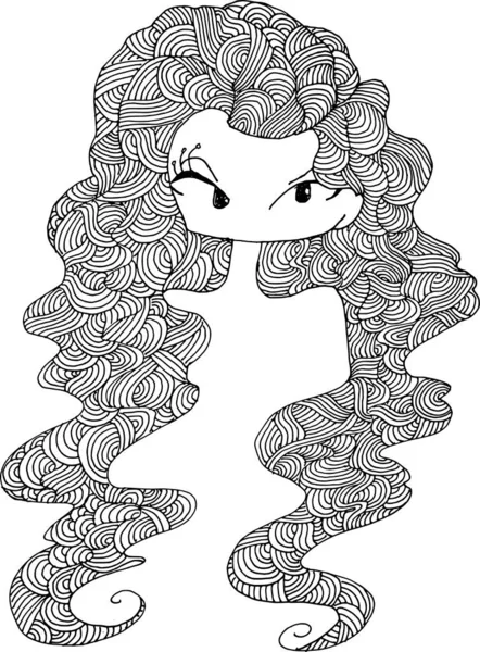 Black White Beauty Hair Pattern Design Vector Drawing — 图库矢量图片