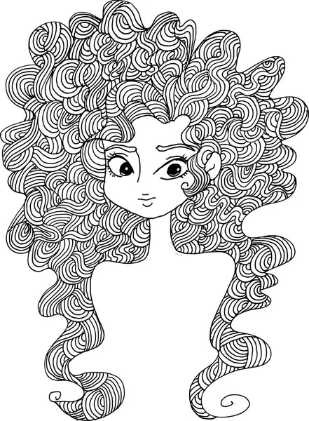 Black White Beauty Hair Pattern Design Vector Drawing —  Vetores de Stock