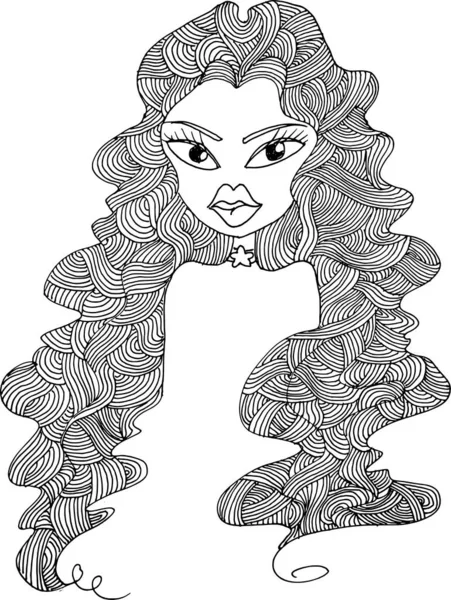 Black White Beauty Hair Pattern Design Vector Drawing — 스톡 벡터