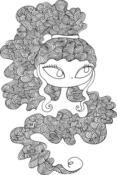 Black White Beauty Hair Pattern Design Vector Drawing — Vetor de Stock