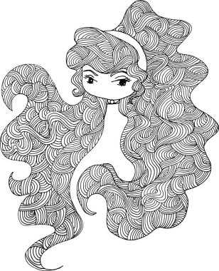 siyah ve beyaz güzellik saçı desenli tasarım vektörü çizimi