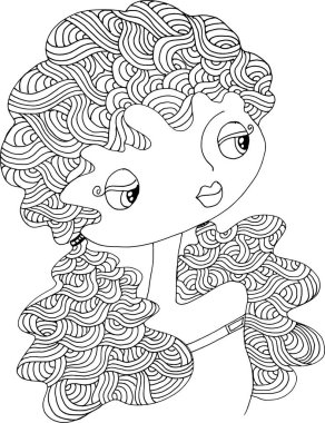 black and white Beauty Hair Pattern Design vector drawing