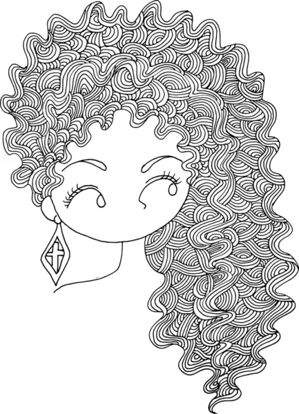 Black White Beauty Hair Pattern Design Vector Drawing — 图库矢量图片