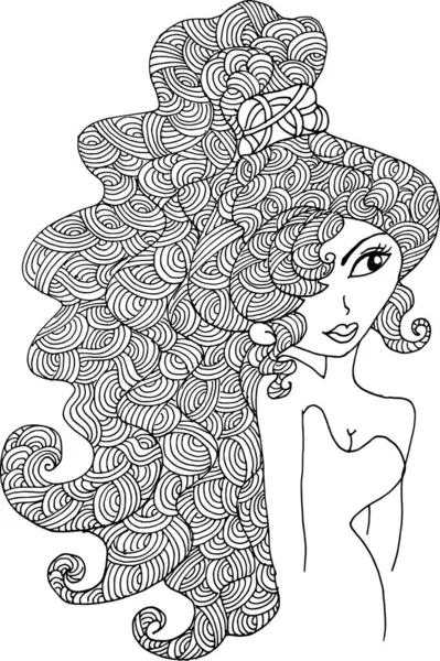 Black White Beauty Hair Pattern Design Vector Drawing — Vector de stock
