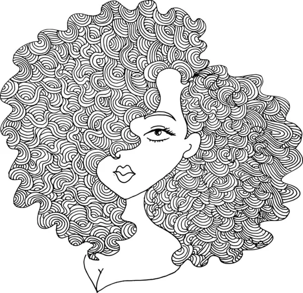 Black White Beauty Hair Pattern Design Vector Drawing — Vetor de Stock