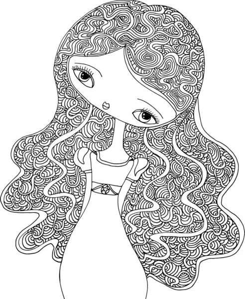 black and white Beauty Hair Pattern Design vector drawing