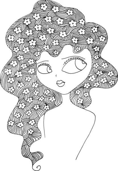 black and white Beauty Hair Pattern Design vector drawing