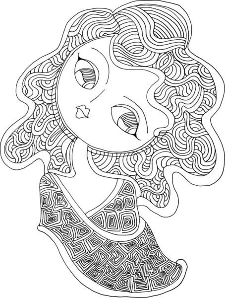 Black White Beauty Hair Pattern Design Vector Drawing — Image vectorielle