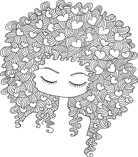 Black White Beauty Hair Pattern Design Vector Drawing — Stockvektor