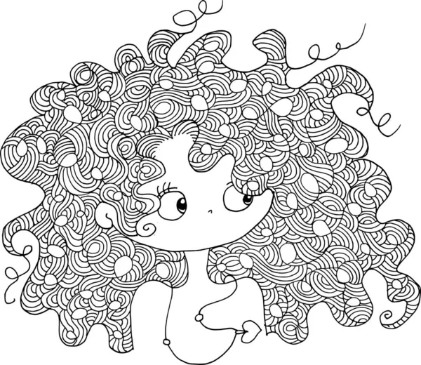 Black White Beauty Hair Pattern Design Vector Drawing — Image vectorielle